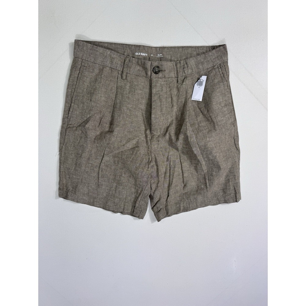 Old Navy Men's 31 Slim Linen Blend Shorts NWT Beige Lightweight Coastal Resort